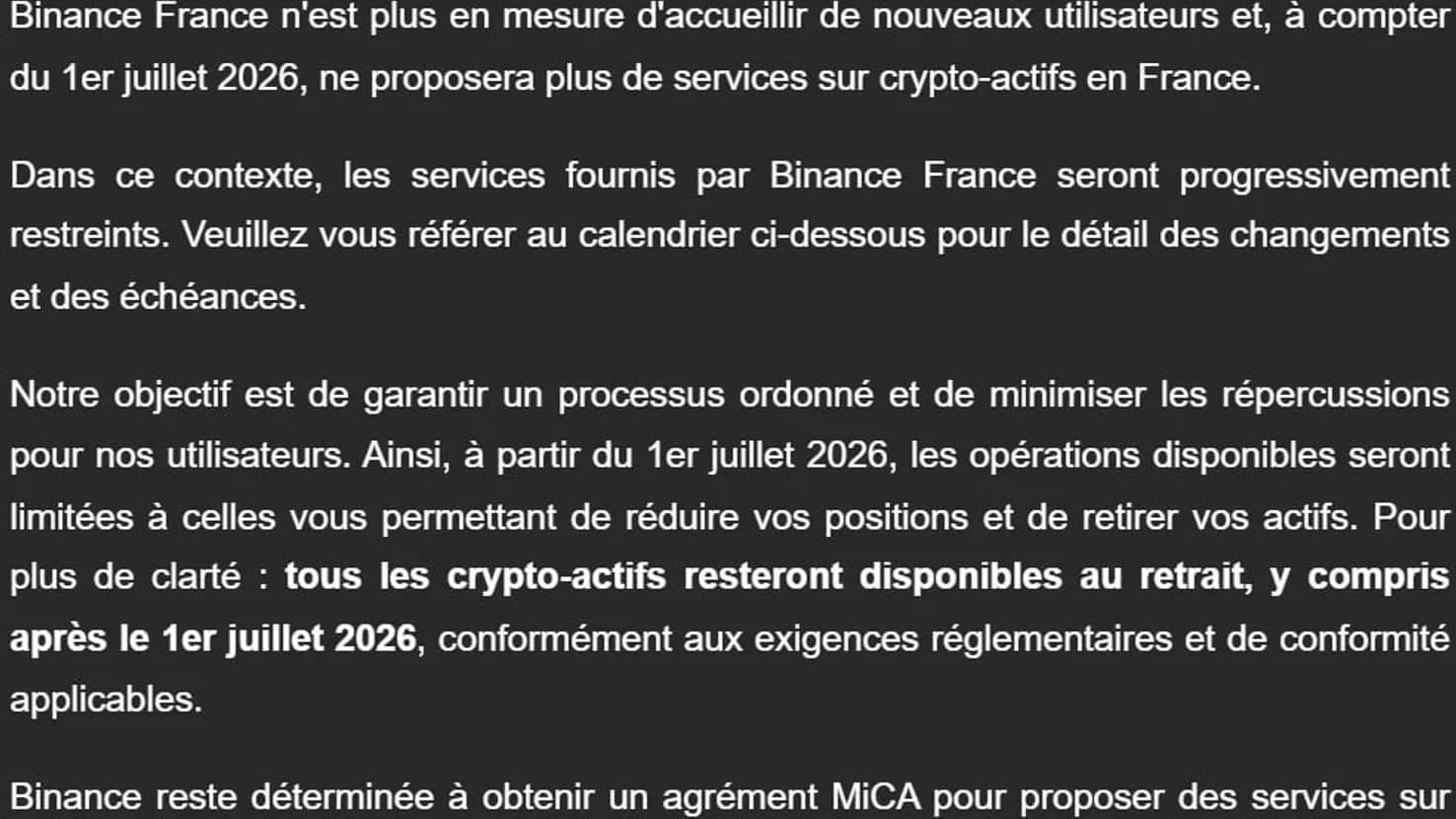 Binance sans agrément MiCA au 1er juillet : ce que ça change pour les Européens