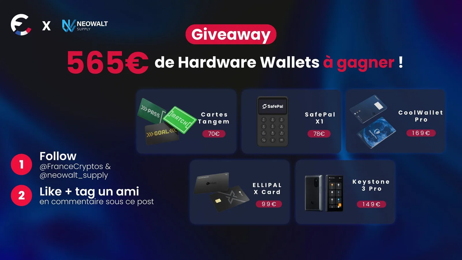 Giveaway Neowalt : les cinq gagnants de hardware wallets sont connus