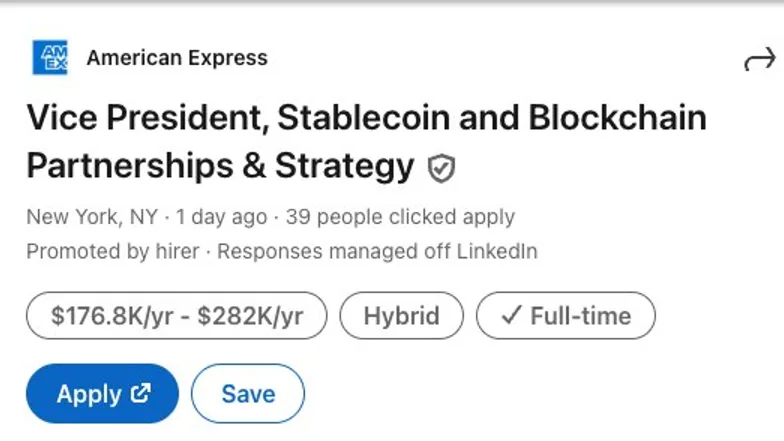 American Express recrute pour piloter sa stratégie stablecoin