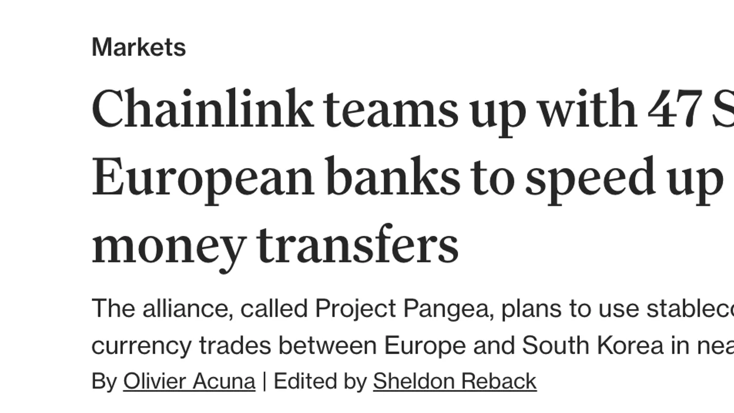 Chainlink et 47 banques lancent Pangea pour les paiements transfrontaliers