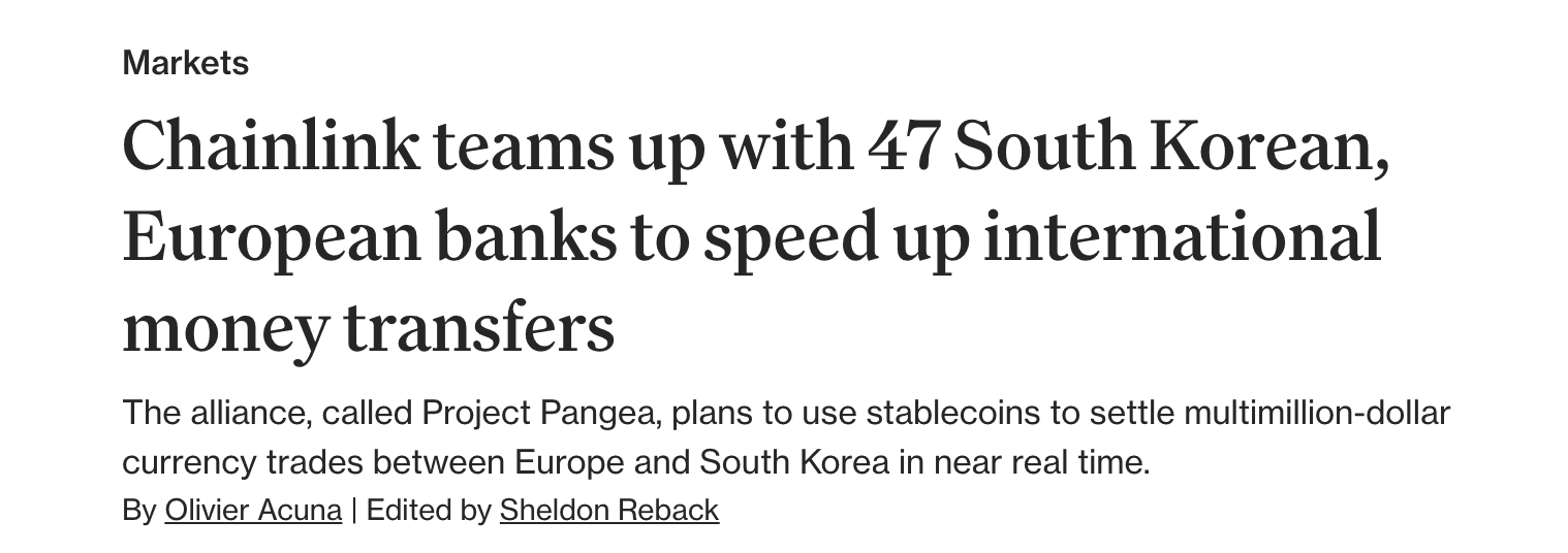 Chainlink et 47 banques lancent Pangea pour les paiements transfrontaliers
