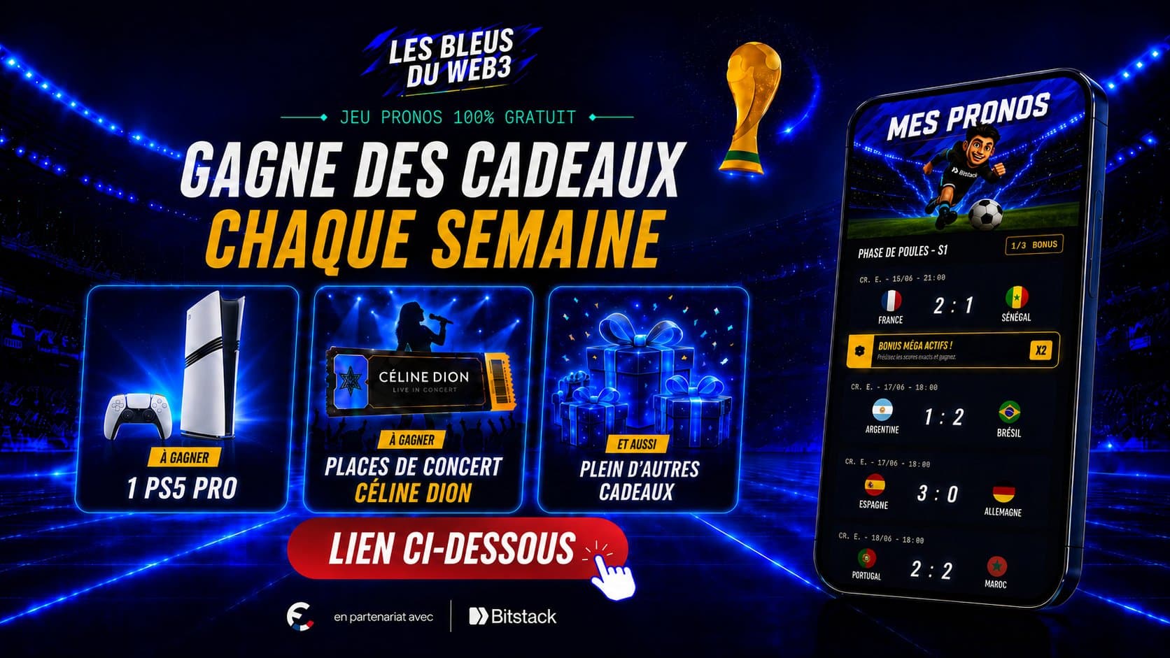 Pronostics Euro : une PS5 à gagner avec Bitstack cette semaine